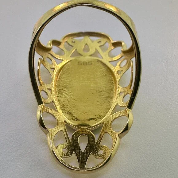 Vintage 14K Yellow Gold Madonna and Child Ring Size 8.5-5.61g - Picture 7 of 12